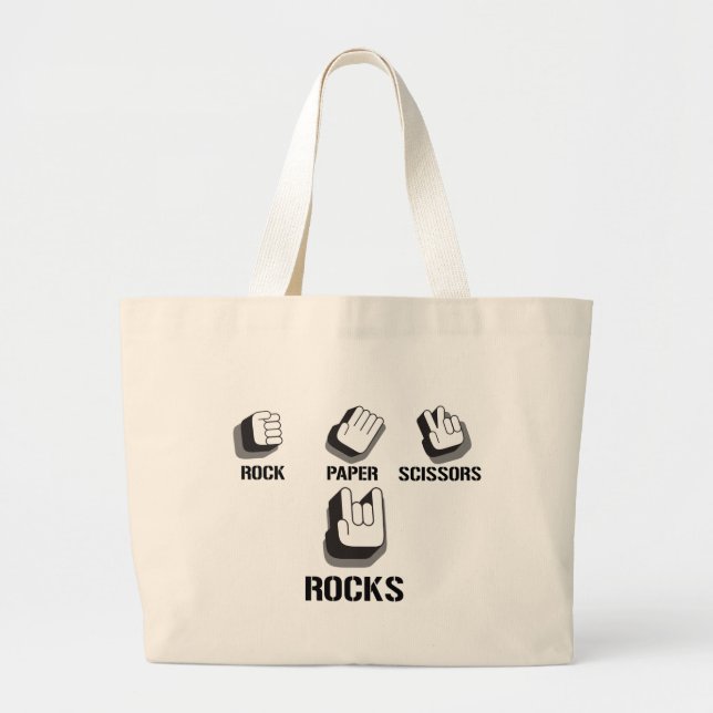 Rock Paper Scissors- Emo Alternative Grunge Rock Large Tote Bag (Front)