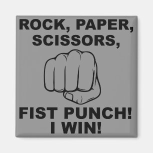 Rock Paper Scissors Fist Punch Funny Fridge Magnet