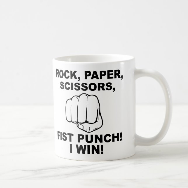 Rock Paper Scissors Fist Punch Funny Mug (Right)