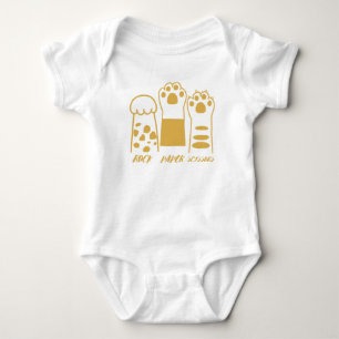 Rock Paper Scissors Funny Cat Paws Baby Bodysuit