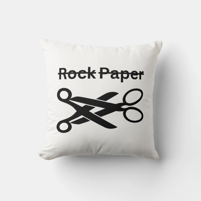 Rock Paper Scissors Funny Lesbian Theme Throw Pillow (Front)