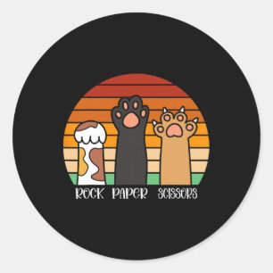 Rock Paper Scissors Game Kitten Lover Animal Paws Classic Round Sticker