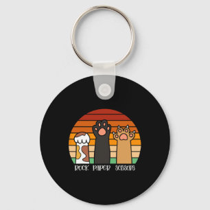 Rock Paper Scissors Game Kitten Lover Animal Paws Keychain