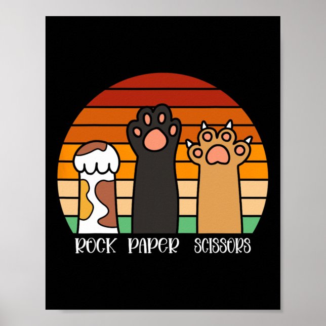 Rock Paper Scissors Game Kitten Lover Animal Paws  Poster (Front)