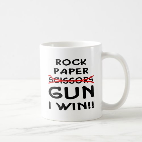 Rock Paper Scissors Gun I Win Coffee Mug