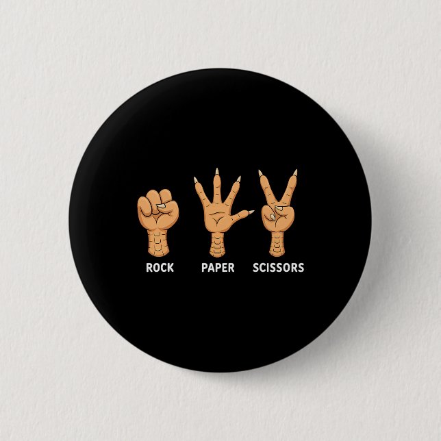 Rock Paper Scissors Hand Game Bird Claw Funny Chic Button (Front)