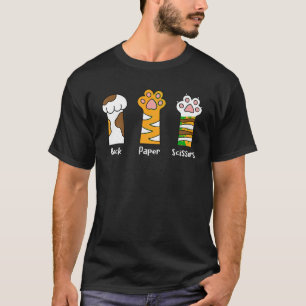 Rock Paper Scissors Hand Game Cute Paw Cat For Cat T-Shirt
