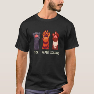 Rock Paper Scissors Hand Game Cute Paw Funny Cat K T-Shirt
