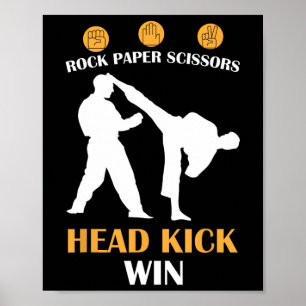 Rock Paper Scissors Head Kick I Win Yellow Karate  Poster