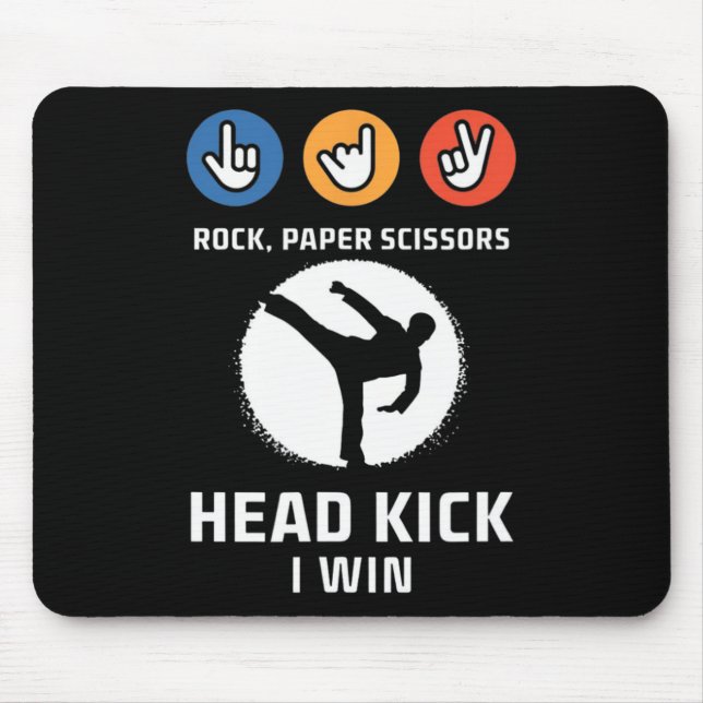 Rock Paper Scissors Headkick Win Funny Taekwondo K Mouse Pad (Front)