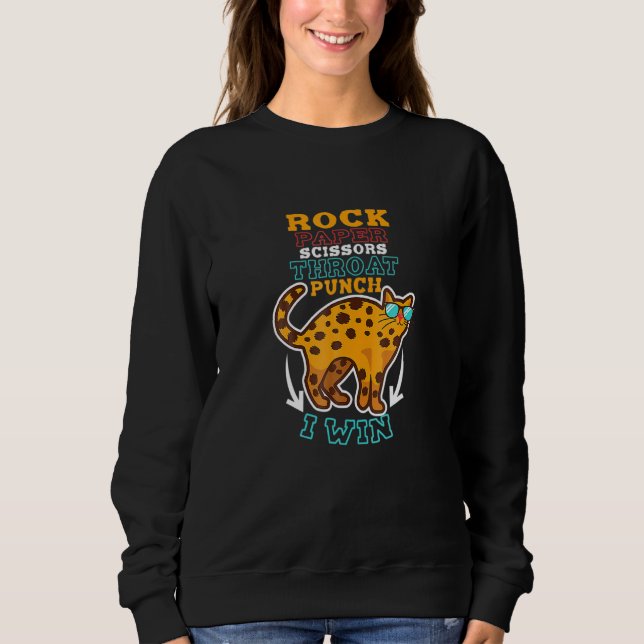 Rock Paper Scissors Hroat Punch I Win Cat Hand Gam Sweatshirt (Front)