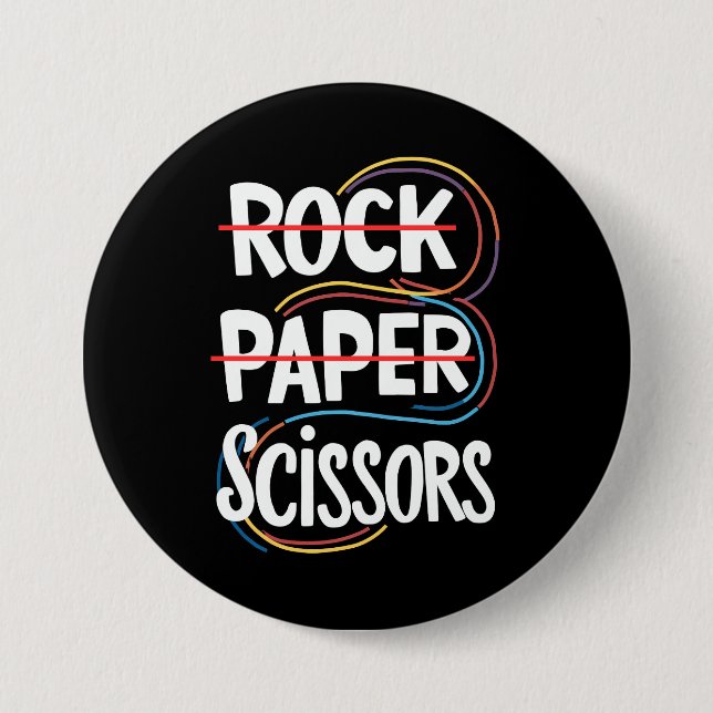 Rock Paper Scissors Lesbian Funny Gay Pride LGBT Button (Front)