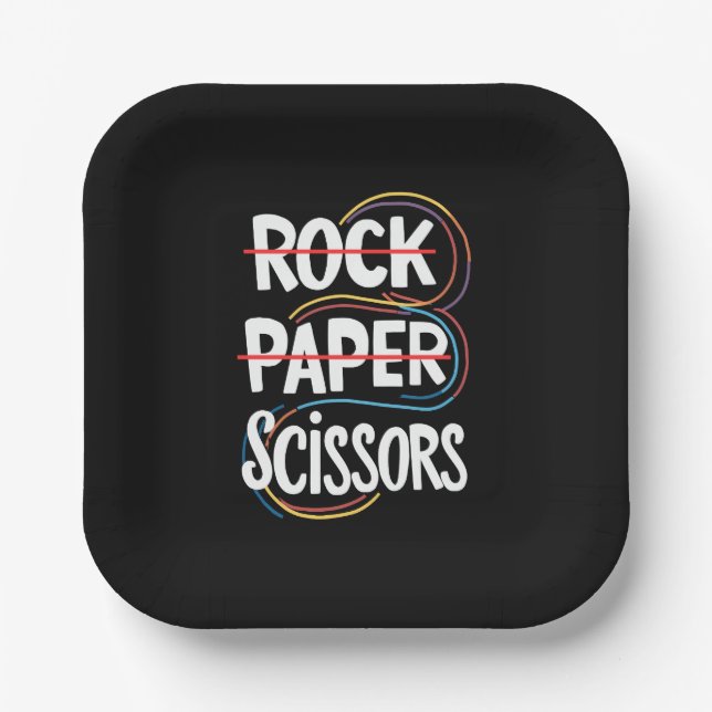 Rock Paper Scissors Lesbian Funny Gay Pride LGBT Plates (Front)
