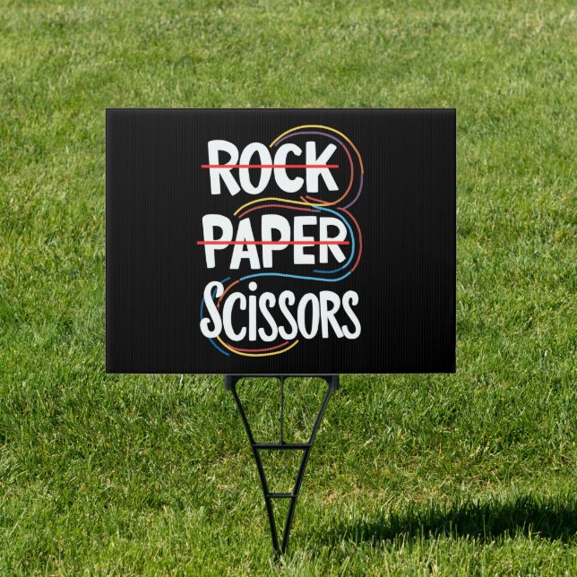 Rock Paper Scissors Lesbian Funny Gay Pride LGBT Sign (Insitu)