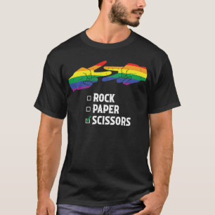 Rock Paper Scissors Lesbian LGBTQ Valentine's Day T-Shirt