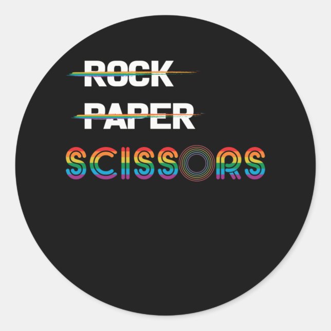 Rock Paper Scissors Lesbian Pride Classic Round Sticker (Front)