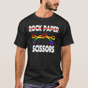 Rock Paper Scissors Lesbian Pride Rainbow LGBT Fun T-Shirt