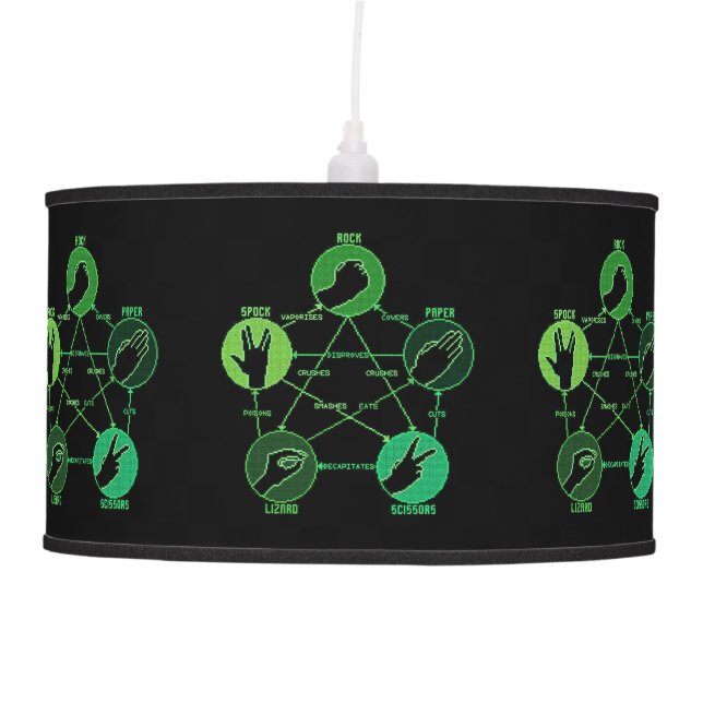 Rock Paper Scissors Lizard Spock Hanging Lamp (Front)