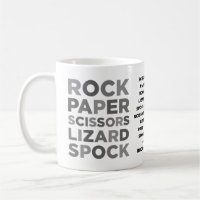 Rock Paper Scissors Lizard Spock Mug with RULES
