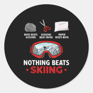 Rock Paper Scissors Nothing Beats Skiing Classic Round Sticker