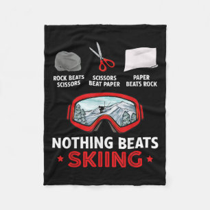 Rock Paper Scissors Nothing Beats Skiing  Fleece Blanket