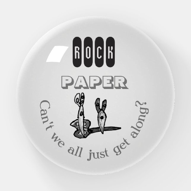 Rock, Paper, Scissors Paperweight (Front)