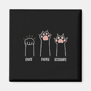 Rock Paper Scissors Paw Cute Cat Animal Game Magnet