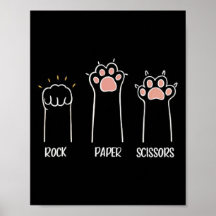 Rock Paper Scissors Paw Cute Cat Animal Game  Poster