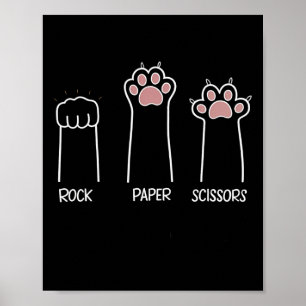 Rock Paper Scissors Paw Game Cat Love Pet Enthusia Poster