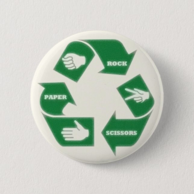 Rock Paper Scissors~ Recycle! Pin Button (Front)