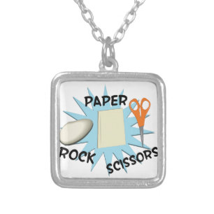 Rock Paper Scissors Silver Plated Necklace