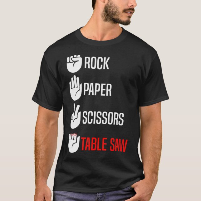 Rock Paper Scissors Table Saw Funny donut astronau T-Shirt (Front)
