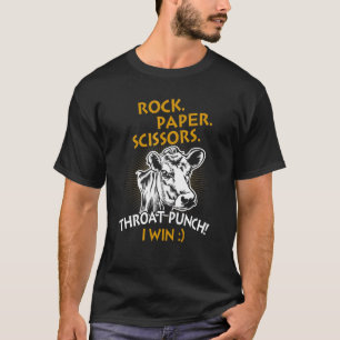 Rock Paper Scissors Throat Punch Cow Farmer T-Shirt