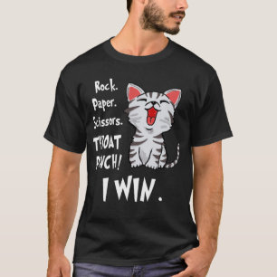 Rock Paper Scissors Throat Punch I Win Cat Funny T-Shirt