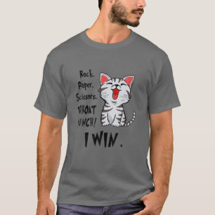 Rock Paper Scissors Throat Punch I Win Catt Funny T-Shirt