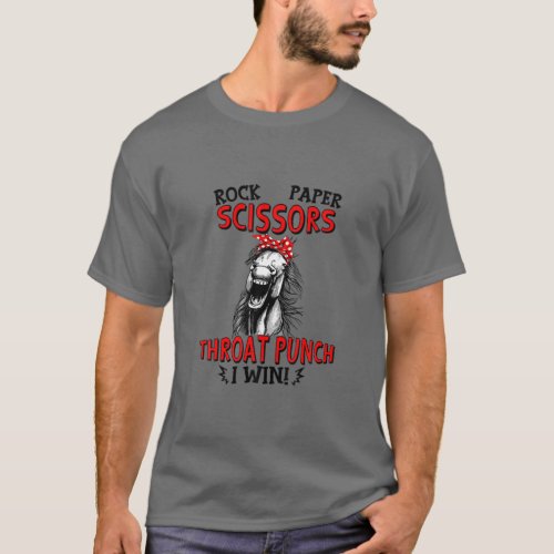 Rock Paper Scissors Throat Punch I Win Catt Funny  T_Shirt