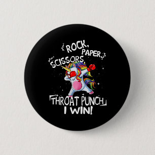 Rock Paper Scissors Throat Punch I Win Unicorn Box Button