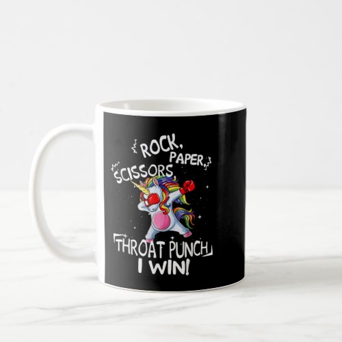 Rock Paper Scissors Throat Punch I win Unicorn Box Coffee Mug