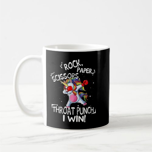 Rock Paper Scissors Throat Punch I win Unicorn Box Coffee Mug