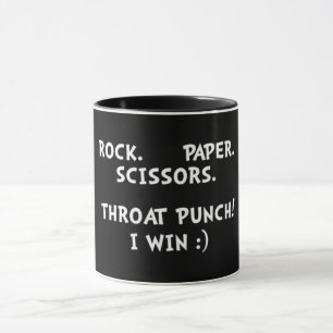 Rock Paper Scissors Throat Punch Mug