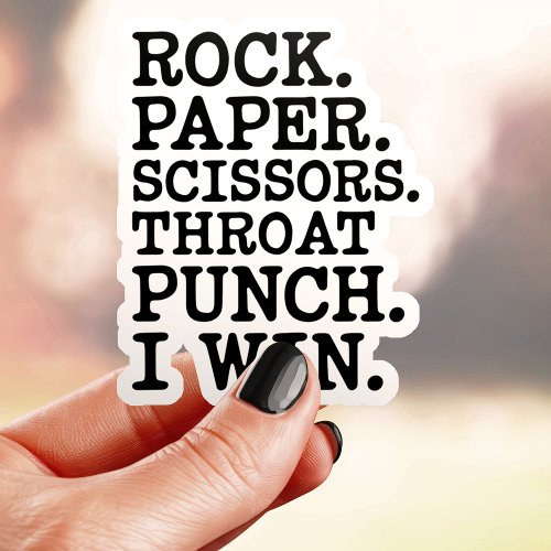 Rock Paper Scissors Throat Punch Sticker