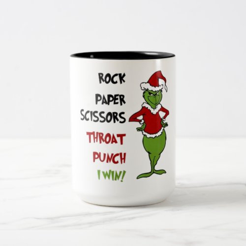 Rock Paper Scissors Throat Punch Two_Tone Coffee Mug