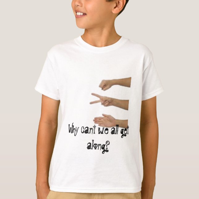 rock paper scissors why cant we all get along tee (Front)