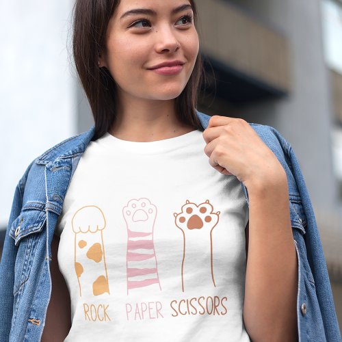 Rock Paper Scissors with Cat Paws Funny T_Shirt