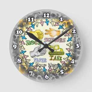 Rock Paper Tank Round Clock