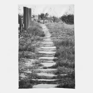 Rock Path up the hill in B/W Kitchen Towel