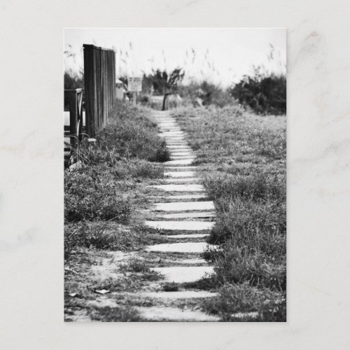 Rock Path up the hill in Black and White Postcard