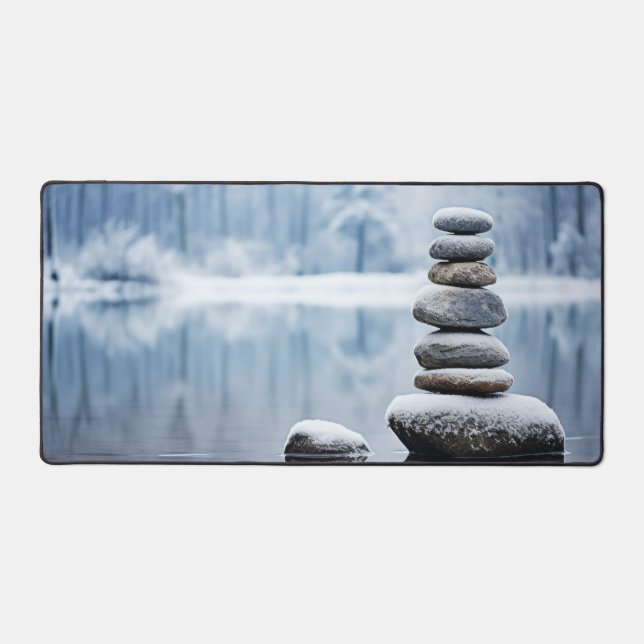 Rock Pebble Forest Tranquil Peaceful  Desk Mat (Front)