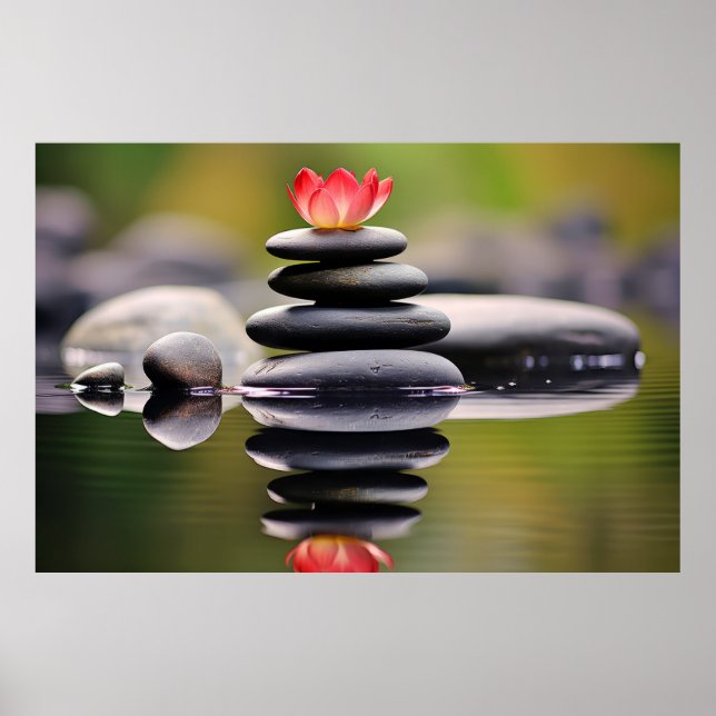 Rock Pebble Forest Tranquil Peaceful  Poster (Front)