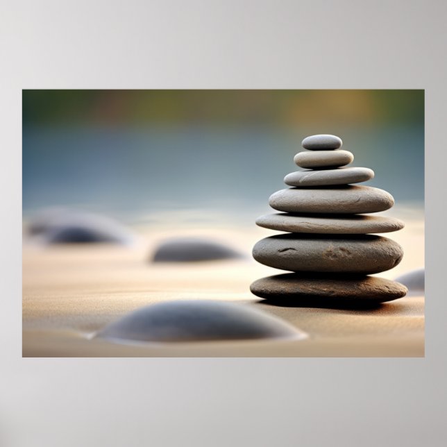 Rock Pebble Sand Tranquil Peaceful  Poster (Front)